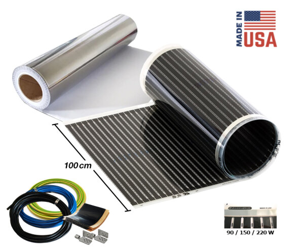 CALORIQUE Infrared heating foil set, 100 cm Width with Protective Shielding
