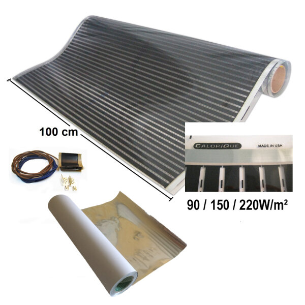 Calorique® - Infrared Heating Foil Kit width 100 cm, 2  m² 220 W/m² with Protective Screenin