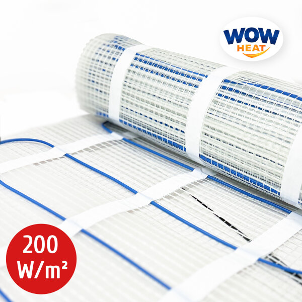 WOW Heat Heizkabelmatten elektrische Fußbodenheizung 200 W/m² / 0,5 - 12 m²