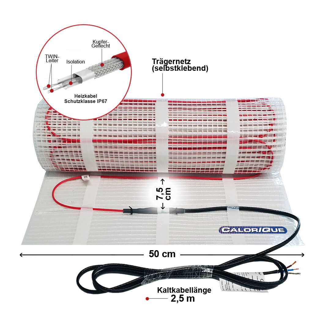- Installation Komfortable W/ärme In All Ihren R/äumen Erneuerbare Energiel/ösung EXTHERM TWIN Heizkabel-100W//m/² Matte F/ür Elektrische Fu/ßboden-Heizung 1m/²